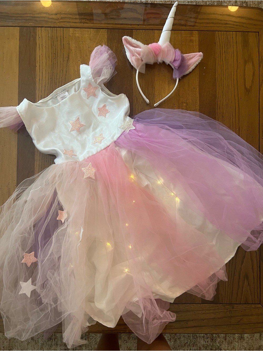 Pottery Barn Kids Pink & Purple Light-Up Unicorn Costume Dress with Headband
